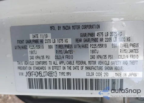 2020 Mazda Cx-5 Grand Touring from USA, damaged, VIN JM3KFADM5L0746613